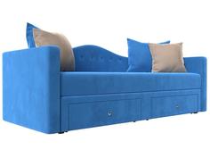 Детский прямой диван Дориан Велюр Голубой/Бежевый Bravo