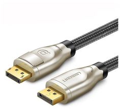 Кабель UGREEN DP112 (60843) 1.4 DP M/M Round Cable Zinc Alloy Shell в оплетке. 2 м. черный