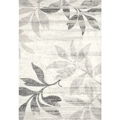 Ковер интерьерный 0.8х1.5 м, Silvano, Листья, прямоугольный, серый, 217056A