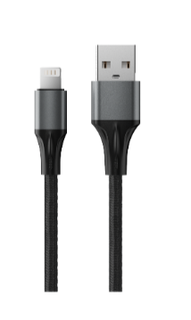Кабель интерфейсный AccesStyle AL24-F200M Black USB - Lighting, Сила тока: 2,4А; Длина: 200 см; Оплётка: Ткань; Металлический коннектор