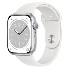 Часы Apple Watch Series 8 GPS 45mm Silver Aluminum Case with White Sport Band - M/L