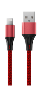 Кабель интерфейсный AccesStyle AL24-F200M Red USB - Lighting, Сила тока: 2,4А; Длина: 200 см; Оплётка: Ткань; Металлический коннектор