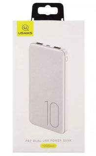 Аккумулятор внешний универсальный Usams US-CD63 PB7 Dual УТ000029182 10000mAh, белый (10KCD6302)