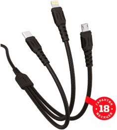 Кабель интерфейсный GoPower GP05-3-1 00-00022795 USB (m)-2хType-C/Lightning/microUSB (m) черный (1/200/800)