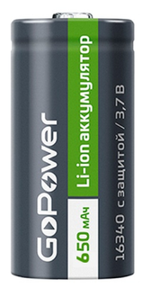 Аккумулятор GoPower 16340 00-00024375 Li-ion PK1 3.7V 650mAh без защиты