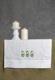 Скатерть-дорожка Bellehome Exotic Avocado с вышивкой 40х160 лен
