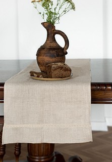 Скатерть-дорожка Bellehome Laces Natural с кружевом 40х160 лен