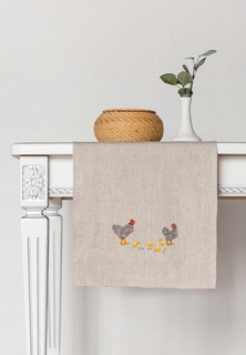 Скатерть-дорожка Bellehome Village с вышивкой 40х160 лен