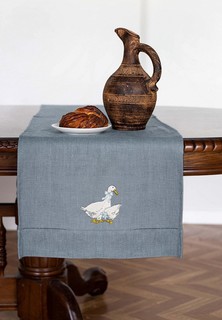 Скатерть-дорожка Bellehome Goose Bernadotte с вышивкой 40х160 хлопок/лен