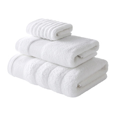 Набор полотенец SOFT SILVER Набор Antibacterial Cotton Towels, полотенца для лица и тела 3 шт., размеры 30х50 см, 50х90 см, 70х140 см. Цвет: «Альпийский снег» (белый)