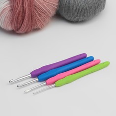 Набор крючков для вязания, d = 2-5 мм, 14 см, 4 шт, цвет разноцветный Арт Узор