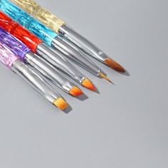 Набор кистей для наращивания и дизайна ногтей, 5 шт, 18 см, разноцветный Queen Fair