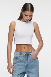 блузка женская Топ-майка хлопковый облегающий с металлическим декором Befree