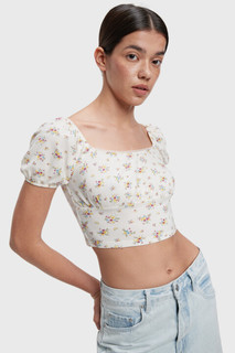 блузка женская Блузка-топ укороченная в рубчик с цветочным принтом Befree