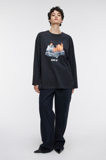 джемпер женский Лонгслив oversize трикотажный хлопковый с принтом Befree