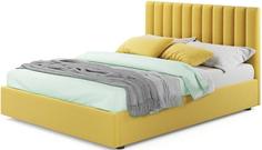 Мягкая кровать Olivia 1400 желтая с подъемным механизмом Bravo