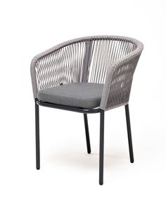 Плетеный стул из роупа Марсель серый, черный каркас 4sis