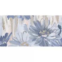Декор настенный Нефрит Артис Цветы 1 50x25 см матовый цвет голубой /синий