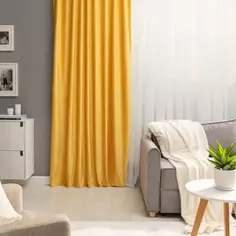 Штора на ленте со скрытыми петлями блэкаут Inspire Annalise 200x280 см цвет жёлтый Solemio 1