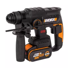 Перфоратор аккумуляторный бесщеточный SDS-plus Worx WX381.1, 20 В Li-ion 1x4 Ач, 2 Дж