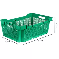 Ящик полимерный многооборотный 60x40x22 см пластик без крышки цвет зеленый