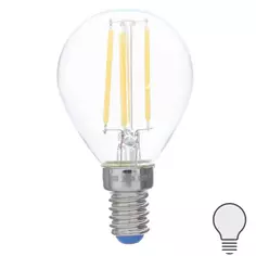 Лампа светодиодная филаментная Airdim форма шар E14 5 Вт 500 Лм свет холодный Uniel