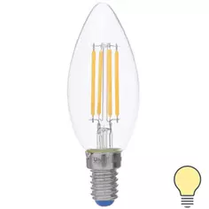 Лампа светодиодная филаментная Airdim форма свеча E14 5 Вт 500 Лм свет тёплый Uniel