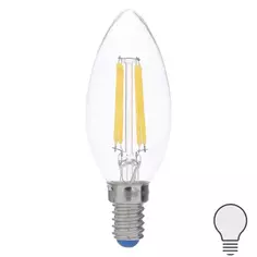 Лампа светодиодная филаментная Airdim форма свеча E14 5 Вт 500 Лм свет холодный Uniel