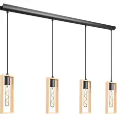 Светильник подвесной деревянный Eglo Littleton 4 лампы 20 м² цвет коричневый