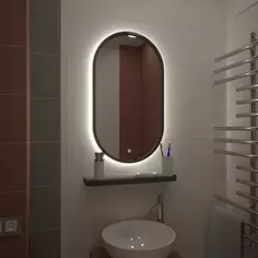 Зеркало с подсветкой и полкой Image Gray LED 45х80 см Без бренда