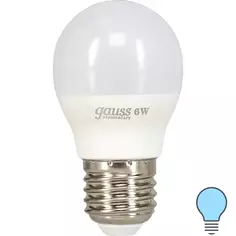 Лампа светодиодная Gauss E27 6 Вт шар матовый 470 лм, холодный белый свет
