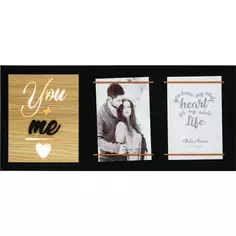 Рамка для 2-ух фотографий с подсветкой « You and Me» 10x15 см, цвет чёрный Без бренда