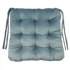 Подушка для стула Бархат 40x36 см цвет серо-голубой Без бренда