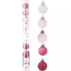 Набор ёлочных шаров 3 см цвет розовый/серебристый, 10 шт. Без бренда