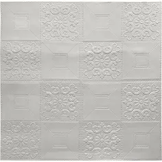 Листовая панель ПВХ мягкая 3D Белая плитка с узорами 700x700x4 мм 0.539 м² Grace