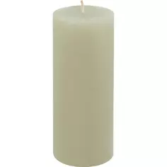 Свеча столбик Рустик светло-серая 16 см Без бренда