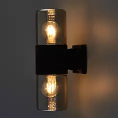 Светильник настенный уличный Roil 2 лампы, влагостойкий цвет черный дымчатый Elektrostandard