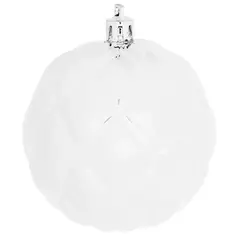 Елочный шар граненый ø8 см пластик серебряный Без бренда