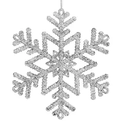 Елочная игрушка «Снежинка» 10 см серебряный Без бренда