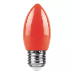 Лампа светодиодная Feron E27 LB-376 230 В 1 Вт свеча красный цвет света