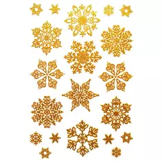 Наклейка Золотистые снежинки 1 шт. Decoretto