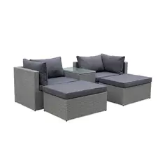 Набор мебели Драмен GS009 искусственный ротанг цвет серый стол пуф кресло Без бренда