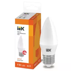 Лампа светодиодная IEK E27 175-250 В 9 Вт свеча матовая 810 лм теплый белый свет