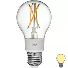 Лампа умная светодиодная Yeelight YLDP12YL E27 220-240 В 6 Вт груша прозрачная 700 лм, теплый белый свет, для диммера