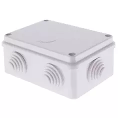 Распределительная коробка открытая Экопласт 120х80х50 мм 6 вводов IP55 цвет серый