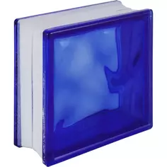 Стеклоблок Волна окрашенный в массе цвет синий Vitrablock