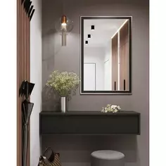 Зеркало для ванной Omega Glass NNB16 60x90 см прямоугольное цвет черный Без бренда