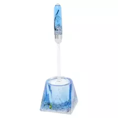 Ёршик для унитаза напольный Аквалиния «Морская рыбка», пластик, цвет голубой