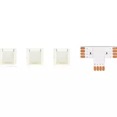 Коннекторы для RGB светодиодной ленты 5050 12-24 В 10 мм IP20 Т-образный 3 клипсы, контакты по центру Apeyron
