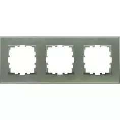 Рамка для розеток и выключателей Lexman Виктория плоская 3 поста цвет серый